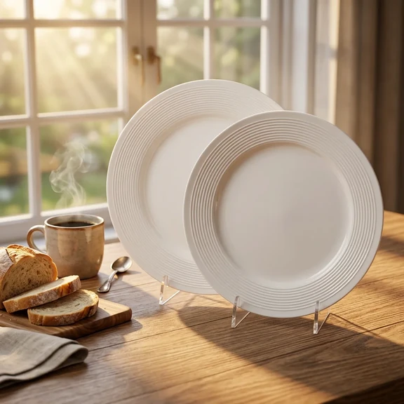 Hot Sale White Embossed Ribbed Ceramic Dinnerware Set price