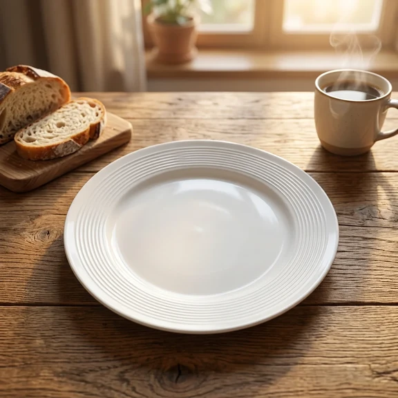 Hot Sale White Embossed Ribbed Ceramic Dinnerware Set high quality